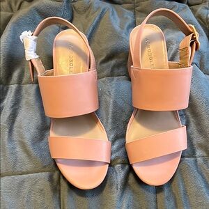 AEROSOLES CAMERA Blush Pink Sandals with Chunky Heel and Adjustable Ankle Strap